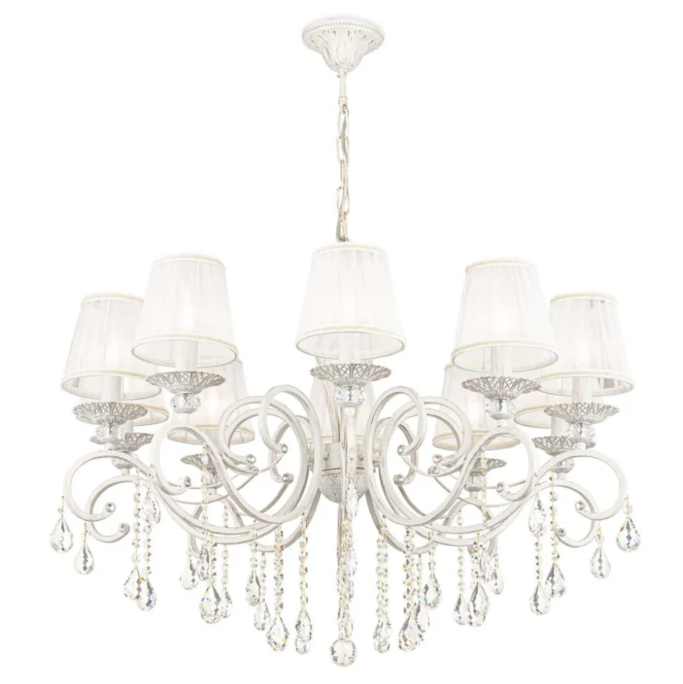 Maytoni Grace kroonluchter, wit, 10-lamps, organza
