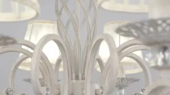 Maytoni Grace kroonluchter, wit, 10-lamps, organza