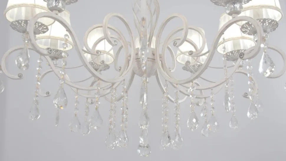 Maytoni Grace kroonluchter, wit, 10-lamps, organza