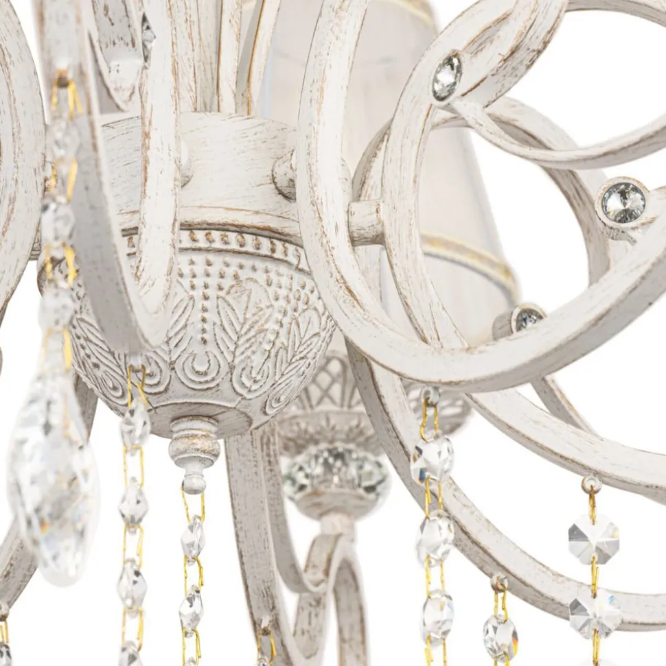 Maytoni Grace kroonluchter, wit, 10-lamps, organza