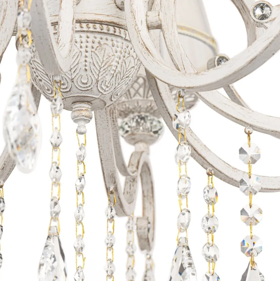 Maytoni Grace kroonluchter, wit, 10-lamps, organza