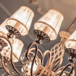 Maytoni Grace kroonluchter, wit, 10-lamps, organza