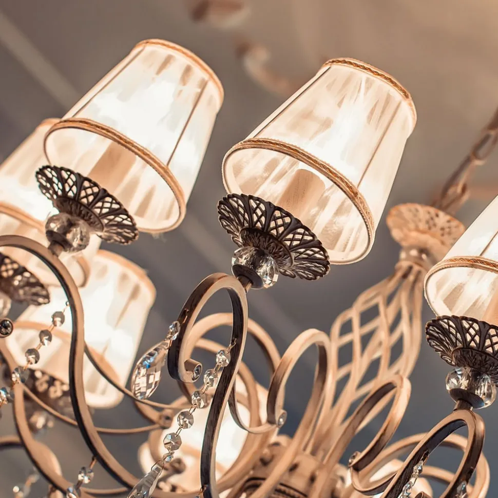 Maytoni Grace kroonluchter, wit, 10-lamps, organza