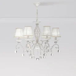 Maytoni Grace kroonluchter, wit, 6-lamps, organza, E14