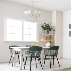 Maytoni Grace kroonluchter, wit, 6-lamps, organza, E14