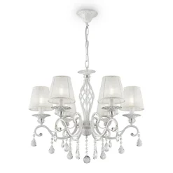 Maytoni Grace kroonluchter, wit, 6-lamps, organza, E14