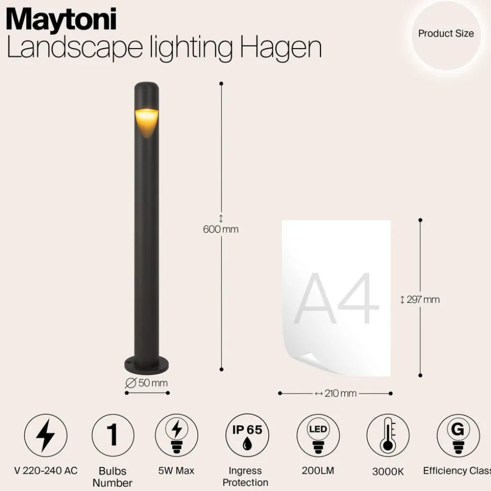 Maytoni Hagen LED tuinpadverlichting, 3000K, grafiet