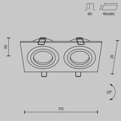 Maytoni inbouwlamp Atom, zwart, 2-lamps 17,5 x 9,2 cm