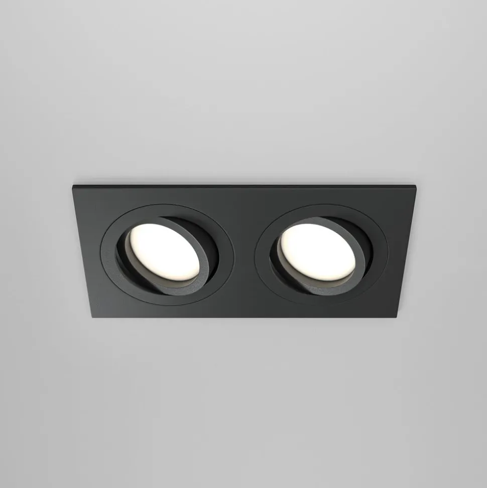 Maytoni inbouwlamp Atom, zwart, 2-lamps 17,5 x 9,2 cm