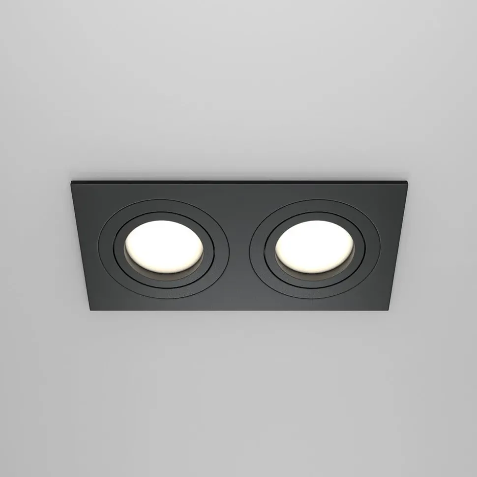 Maytoni inbouwlamp Atom, zwart, 2-lamps 17,5 x 9,2 cm