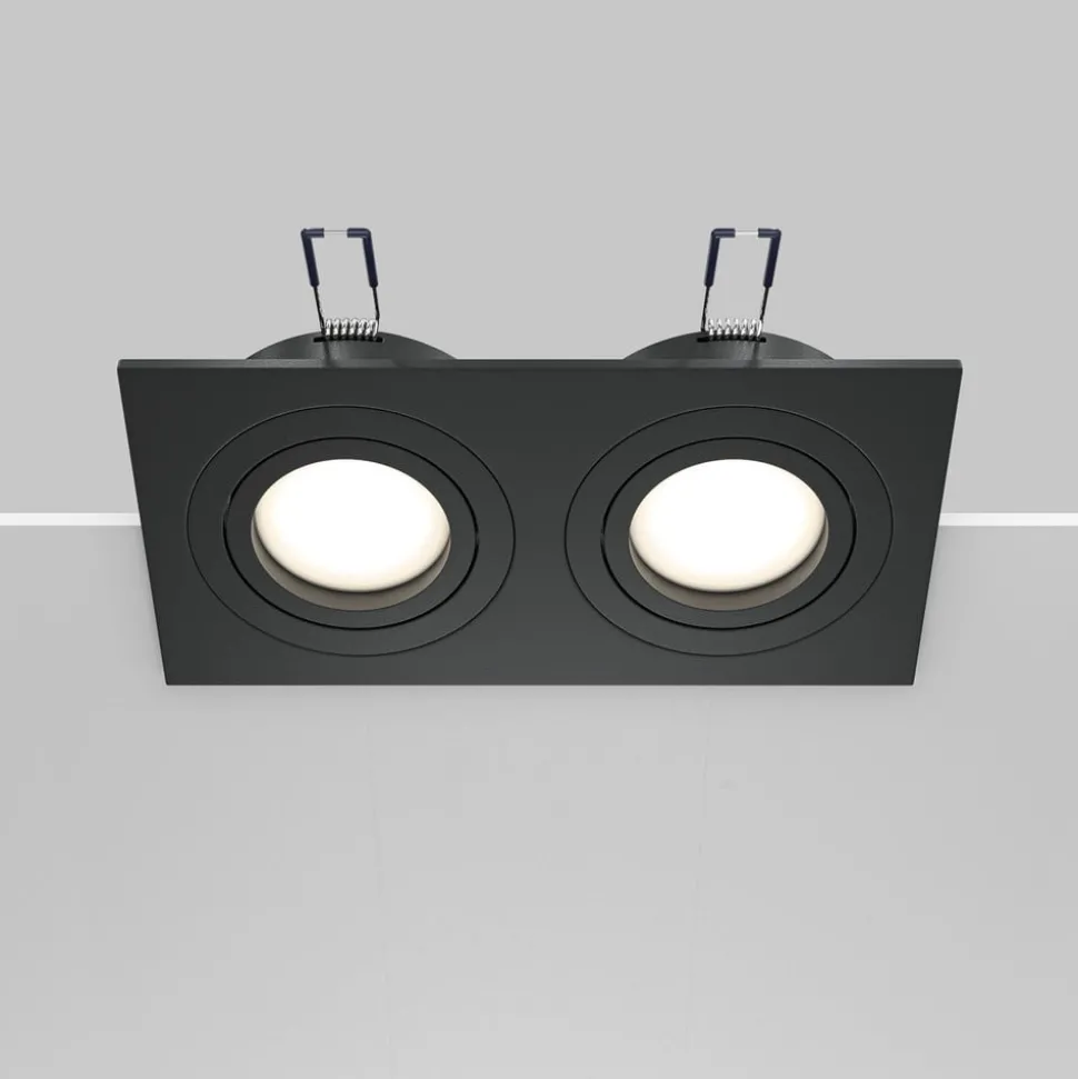 Maytoni inbouwlamp Atom, zwart, 2-lamps 17,5 x 9,2 cm