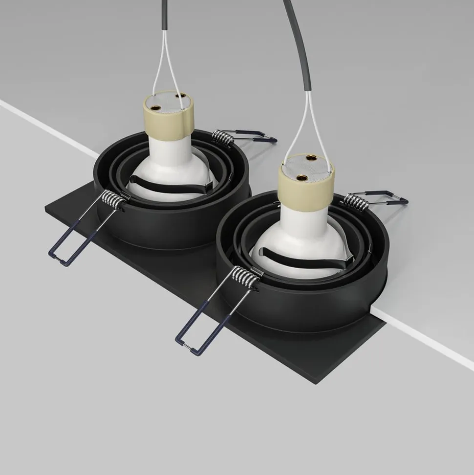 Maytoni inbouwlamp Atom, zwart, 2-lamps 17,5 x 9,2 cm