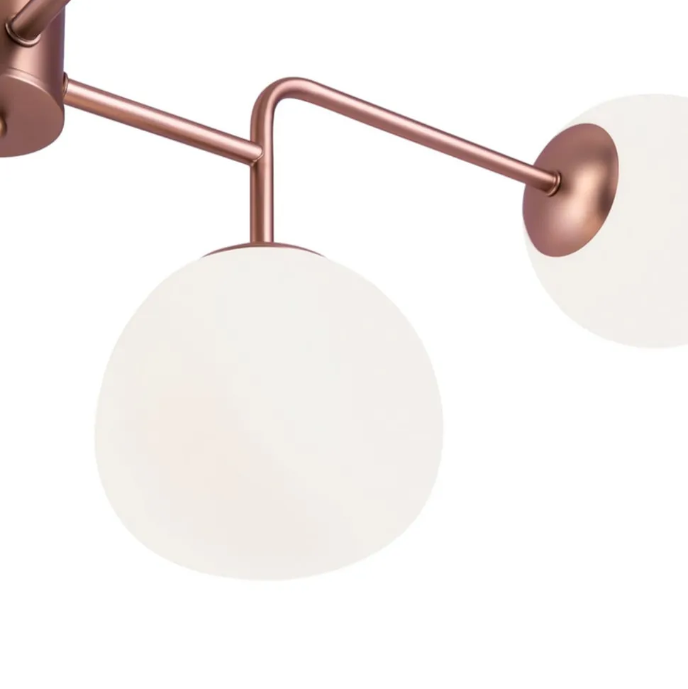 Maytoni kroonluchter Erich, messing rosé, glas/metaal 8-lamps.