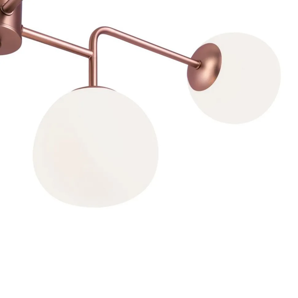 Maytoni kroonluchter Erich, messing rosé, glas/metaal 8-lamps.