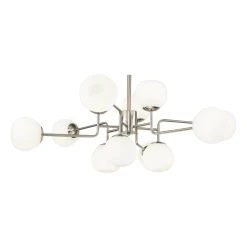 Maytoni kroonluchter Erich, nikkelkleurig glas/metaal 12-lamps.