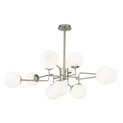 Maytoni kroonluchter Erich, nikkelkleurig glas/metaal 12-lamps.