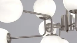 Maytoni kroonluchter Erich, nikkelkleurig glas/metaal 12-lamps.