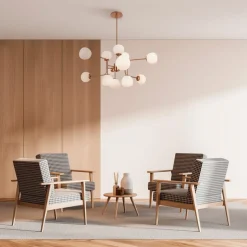 Maytoni kroonluchter Erich, messing rosé glas/metaal 12-lamps.