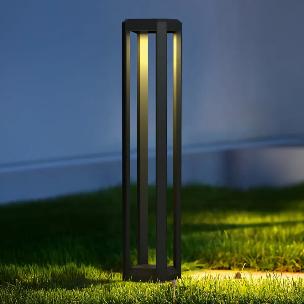 Maytoni LED tuinpadverlichting Royal Mile, grijs, hoogte 80 cm, aluminium
