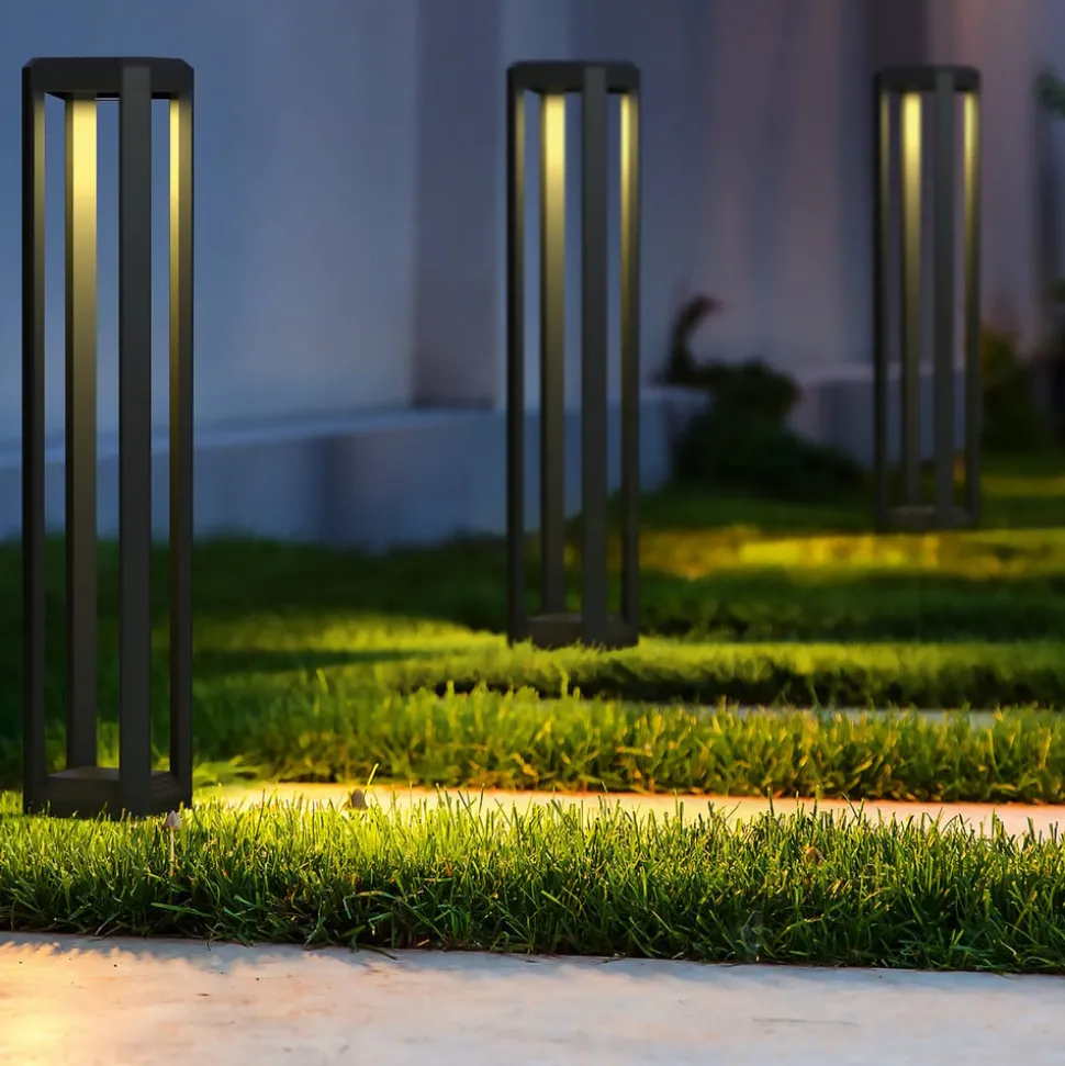 Maytoni LED tuinpadverlichting Royal Mile, grijs, hoogte 80 cm, aluminium