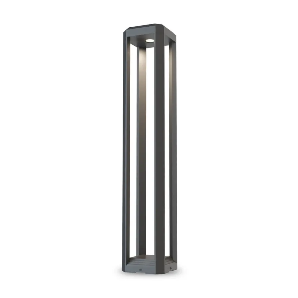Maytoni LED tuinpadverlichting Royal Mile, grijs, hoogte 80 cm, aluminium