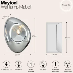 Maytoni Mabell wandlamp van glas, chroom
