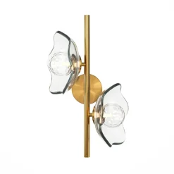 Maytoni Miracle wandlamp, 2-lamps, messingkleurig, glas