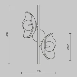 Maytoni Miracle wandlamp, 2-lamps, messingkleurig, glas