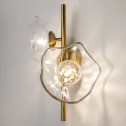 Maytoni Miracle wandlamp, 2-lamps, messingkleurig, glas