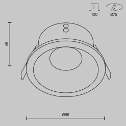 Maytoni plafond inbouwlamp Zoom, zwart, Ø 8,5 cm aluminium IP65