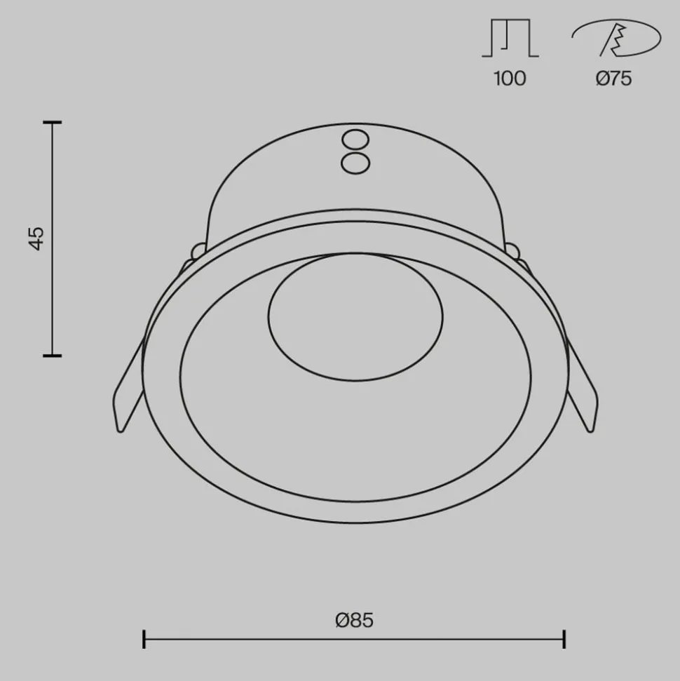 Maytoni plafond inbouwlamp Zoom, zwart, Ø 8,5 cm aluminium IP65
