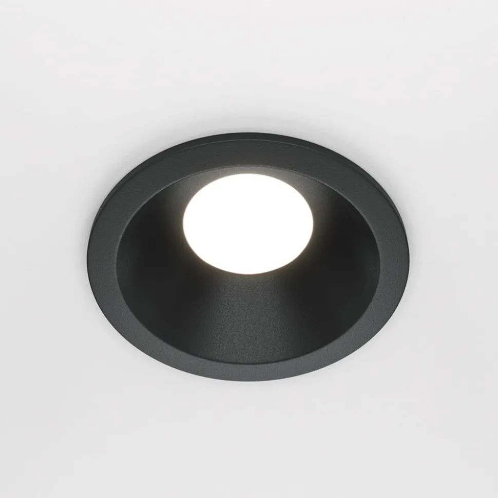 Maytoni plafond inbouwlamp Zoom, zwart, Ø 8,5 cm aluminium IP65