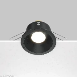 Maytoni plafond inbouwlamp Zoom, zwart, Ø 8,5 cm aluminium IP65