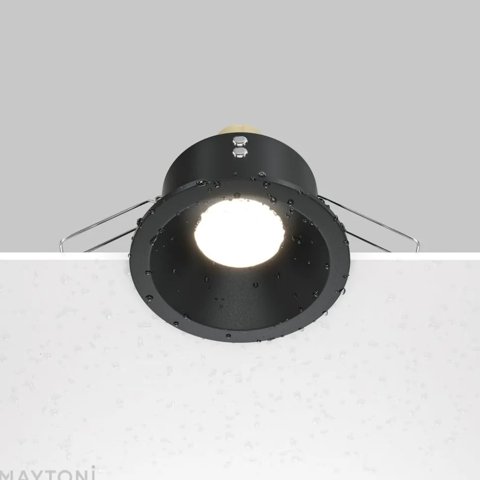 Maytoni plafond inbouwlamp Zoom, zwart, Ø 8,5 cm aluminium IP65