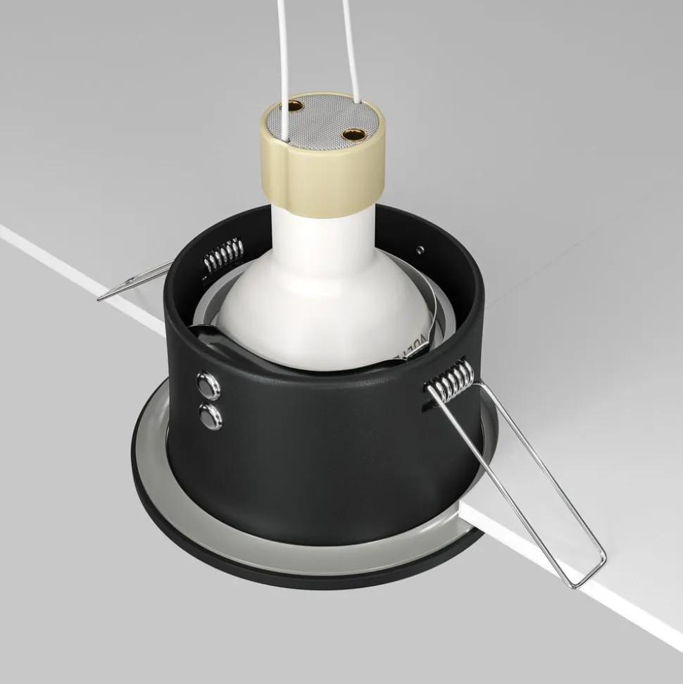 Maytoni plafond inbouwlamp Zoom, zwart, Ø 8,5 cm aluminium IP65