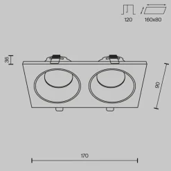 Maytoni plafond inbouwlamp Zoom wit 17 x 9 cm 2-lamps IP65