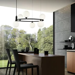 Maytoni Ring hanglamp 6-lamps zwart/wit