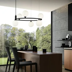 Maytoni Ring hanglamp 6-lamps zwart/wit