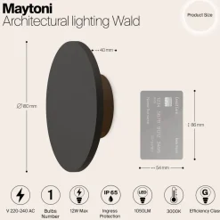 Maytoni Wald LED buiten wandlamp, 3000K, grafiet