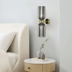 Maytoni wandlamp Antic, 2-lamps, goud/grijs, glas