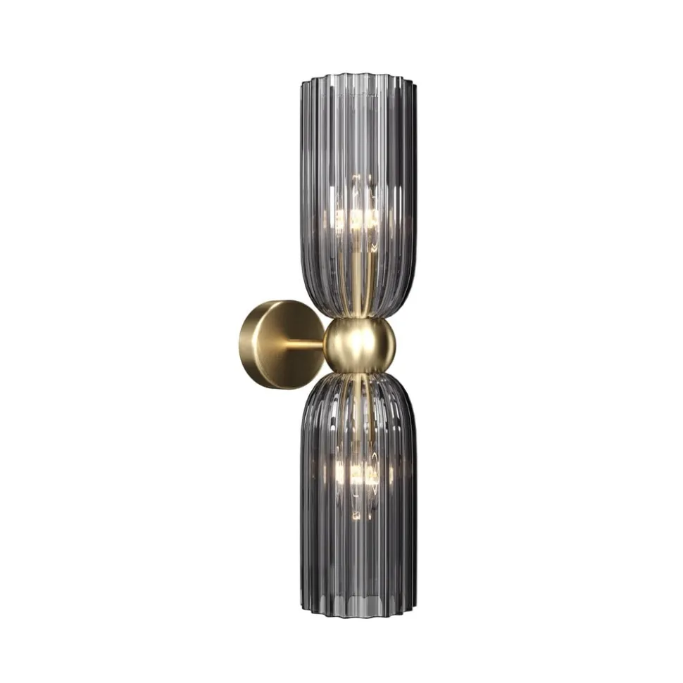 Maytoni wandlamp Antic, 2-lamps, goud/grijs, glas