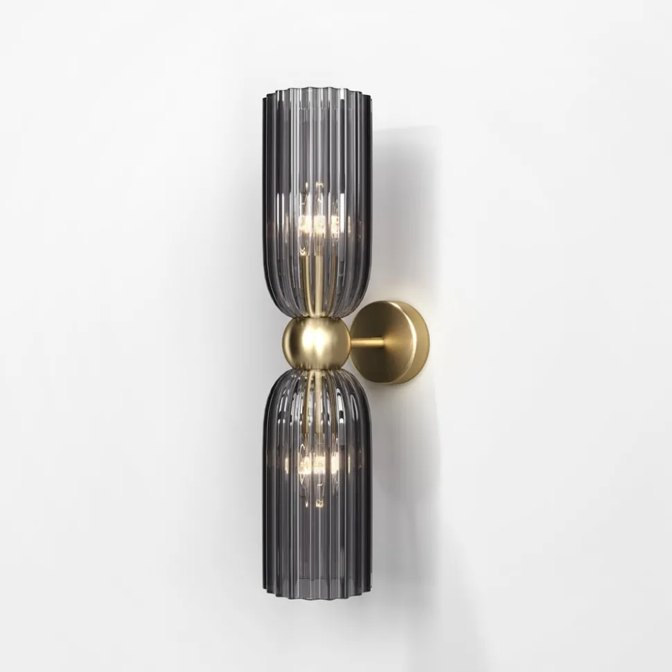 Maytoni wandlamp Antic, 2-lamps, goud/grijs, glas