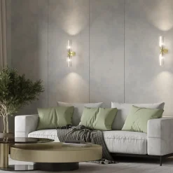 Maytoni wandlamp Antic, 2-lamps, goud/amber, glas