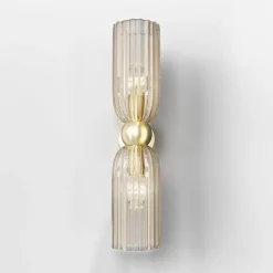 Maytoni wandlamp Antic, 2-lamps, goud/amber, glas