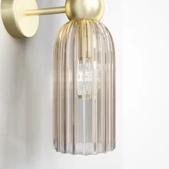 Maytoni wandlamp Antic, 2-lamps, goud/amber, glas