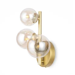 Maytoni wandlamp Dallas, goud/helder 3-lamps glas hoogte 25,5 cm