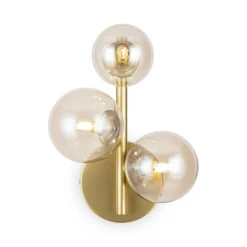 Maytoni wandlamp Dallas, goud/helder 3-lamps glas hoogte 25,5 cm