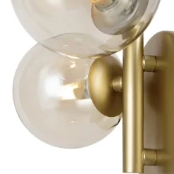 Maytoni wandlamp Dallas, goud/helder 3-lamps glas hoogte 25,5 cm