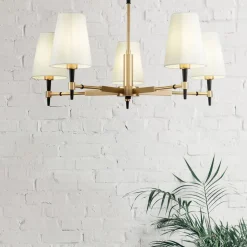 Maytoni Zaragoza kroonluchter 5-lamps stoffen kap