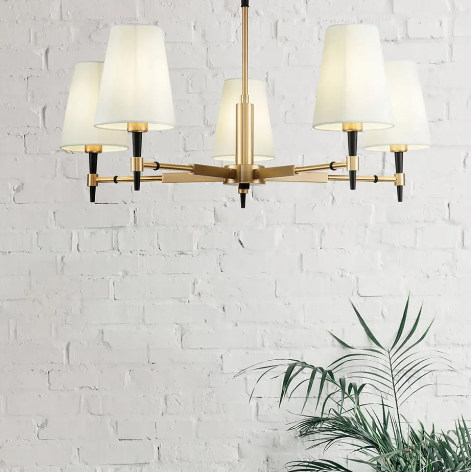 Maytoni Zaragoza kroonluchter 5-lamps stoffen kap